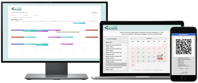 oubleknot’s management software displayed on a desktop, laptop, and smartphone.